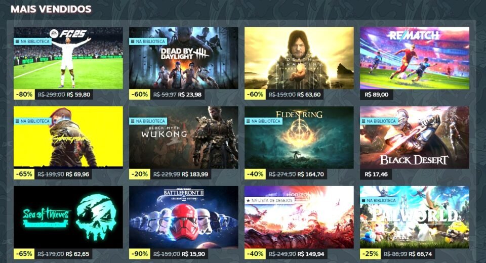 steam mais vendidos